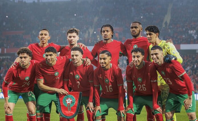 Team photo of Morocco ahead of the friendly match against Paraguay on 31 March 2026 at the Stade Bollaert-Delelis in Len